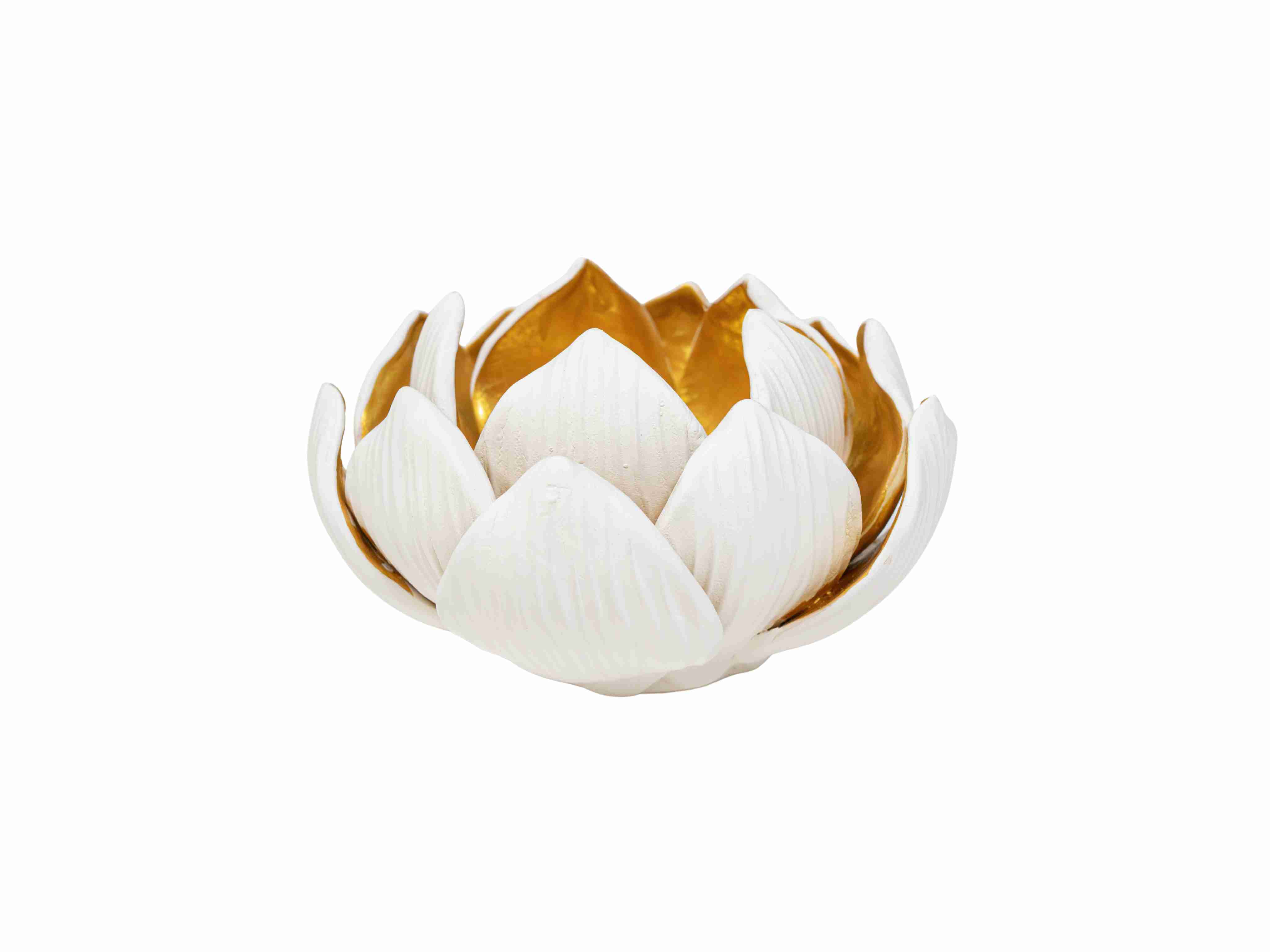 Keramický svícen Lotos bílozlatý